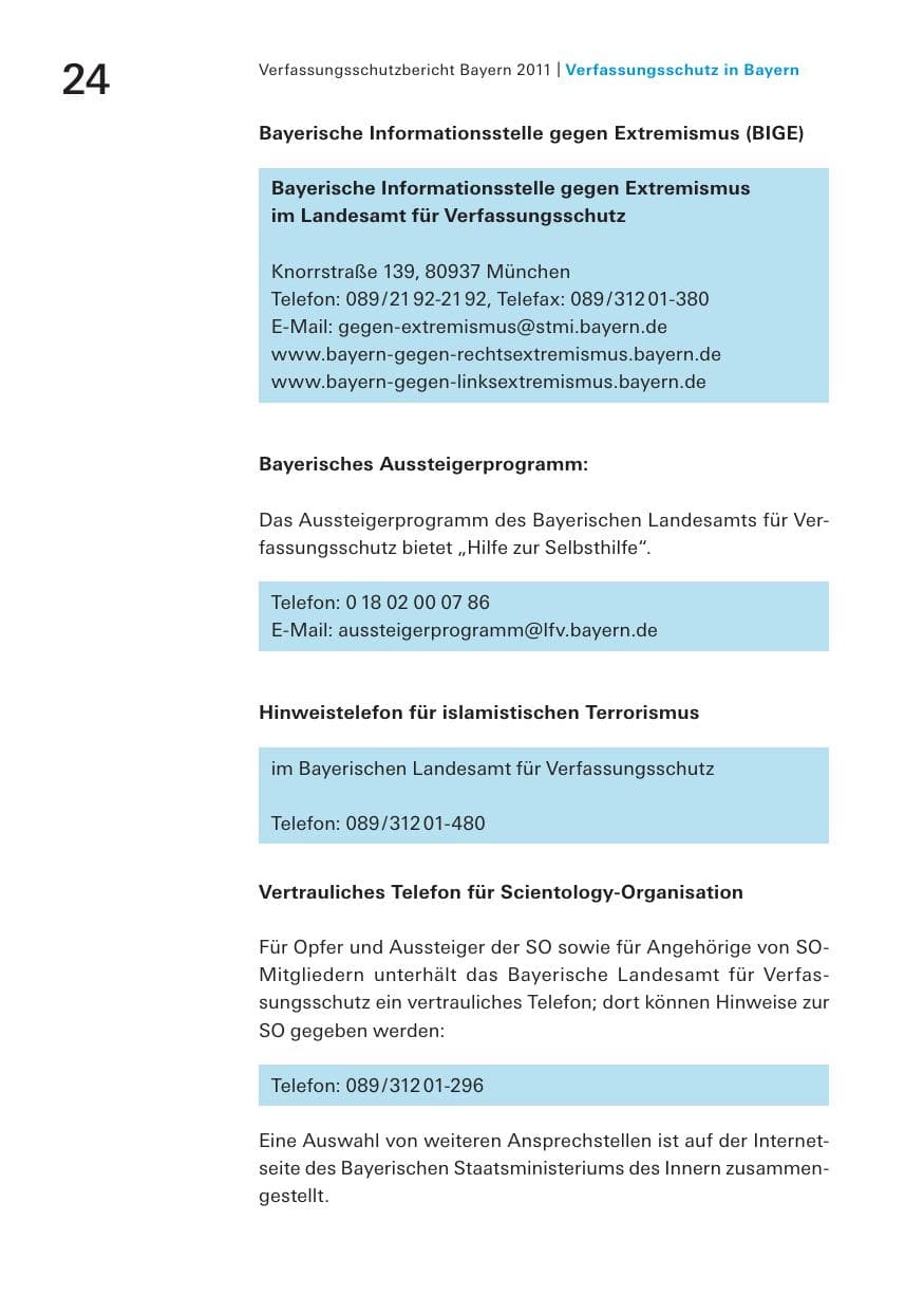 Seite 26 des Verfassungsschutzbericht 2011 Bayern