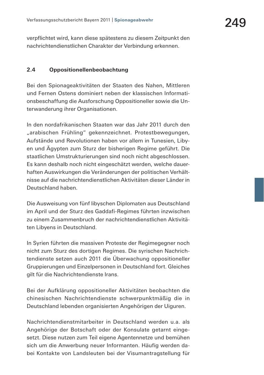 Seite 251 des Verfassungsschutzbericht 2011 Bayern