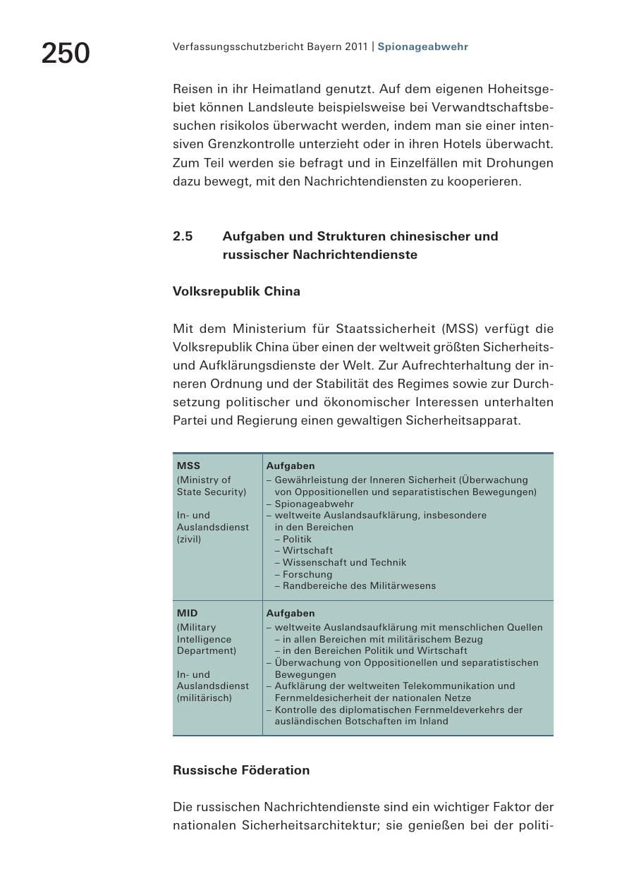 Seite 252 des Verfassungsschutzbericht 2011 Bayern