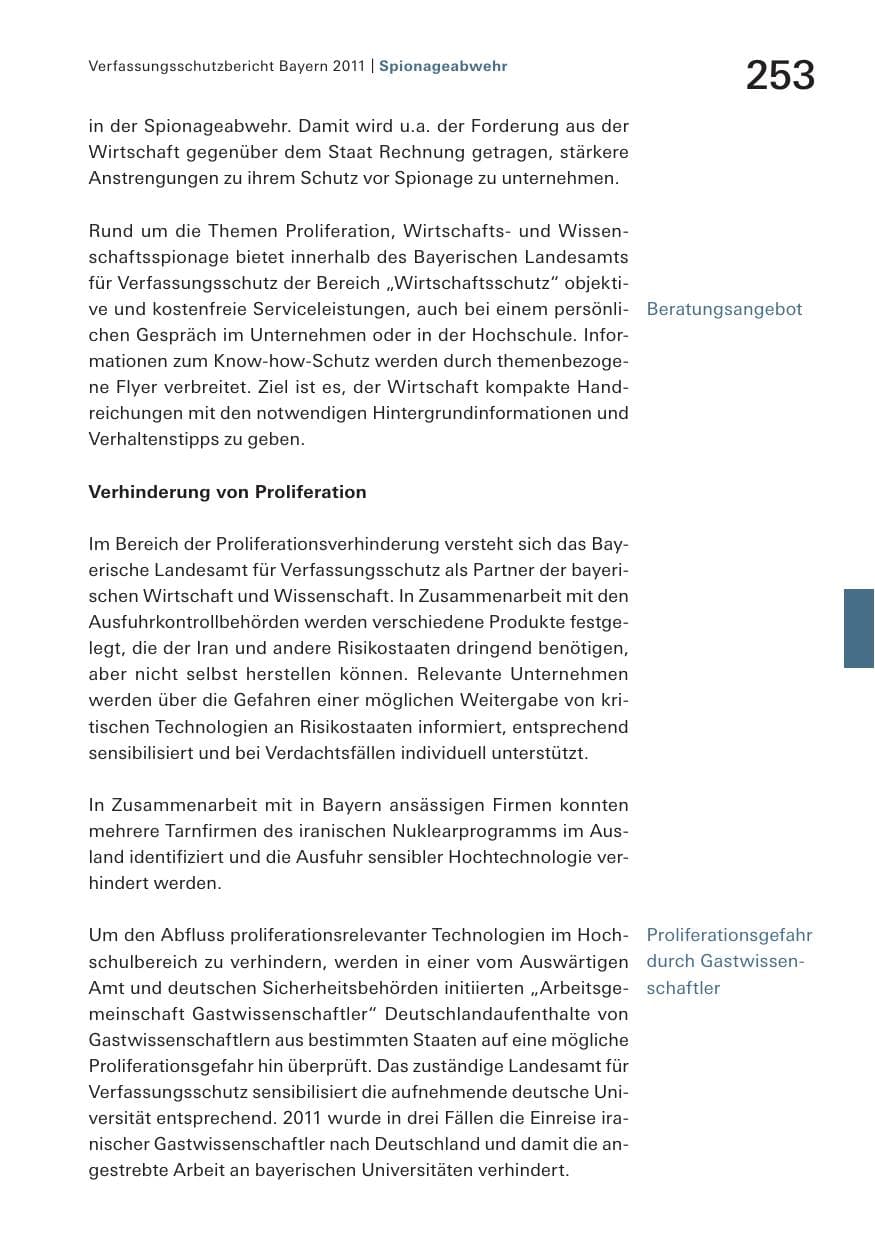 Seite 255 des Verfassungsschutzbericht 2011 Bayern