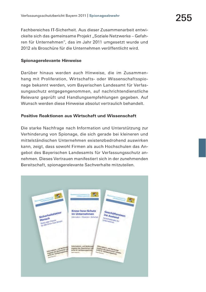 Seite 257 des Verfassungsschutzbericht 2011 Bayern