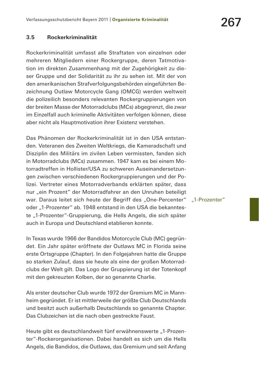 Seite 269 des Verfassungsschutzbericht 2011 Bayern