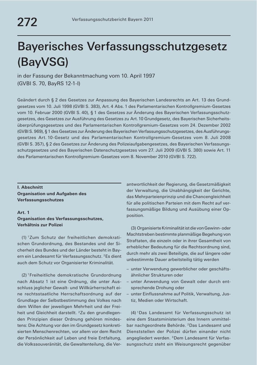 Seite 274 des Verfassungsschutzbericht 2011 Bayern