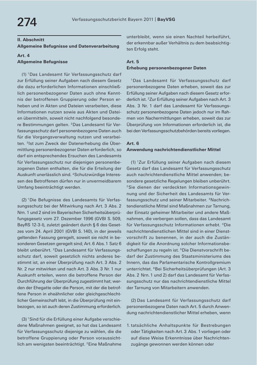 Seite 276 des Verfassungsschutzbericht 2011 Bayern