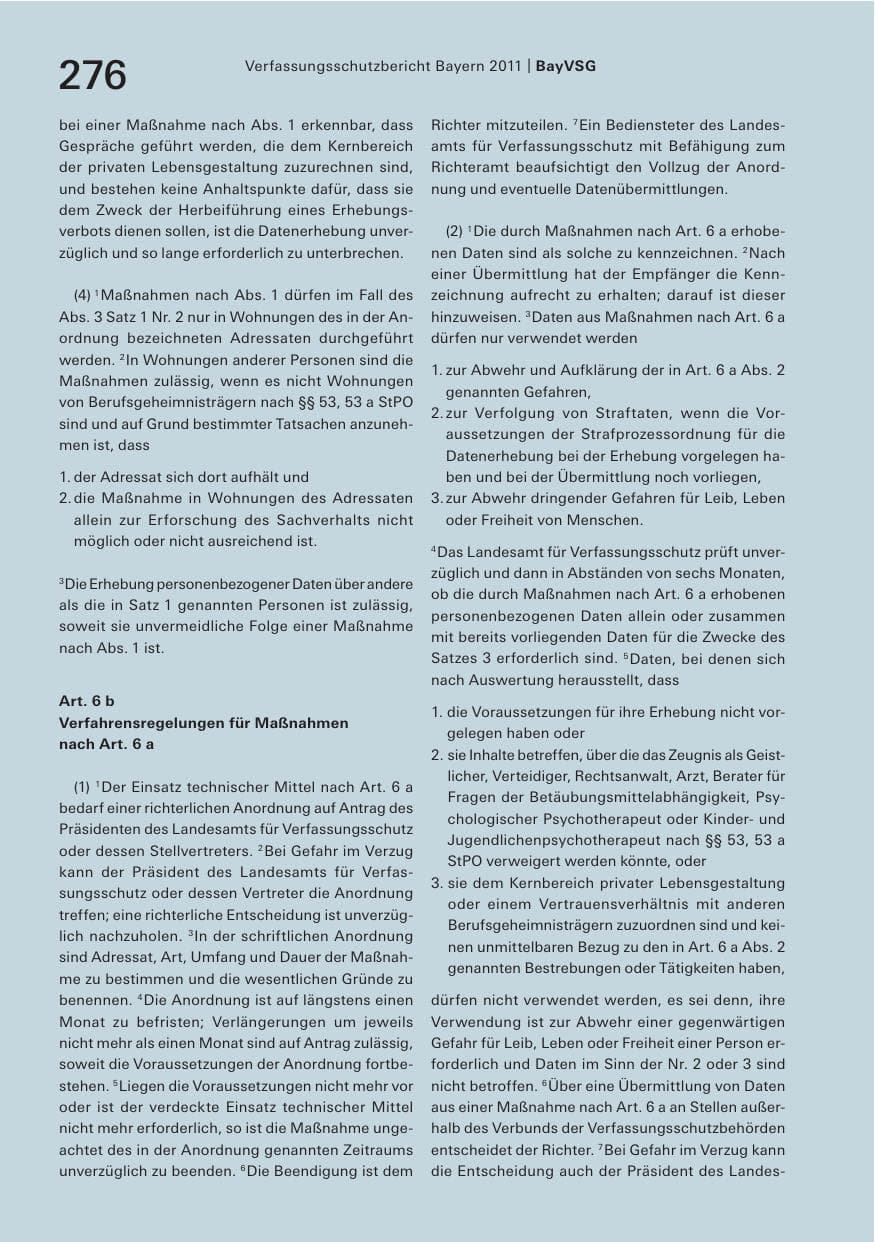 Seite 278 des Verfassungsschutzbericht 2011 Bayern