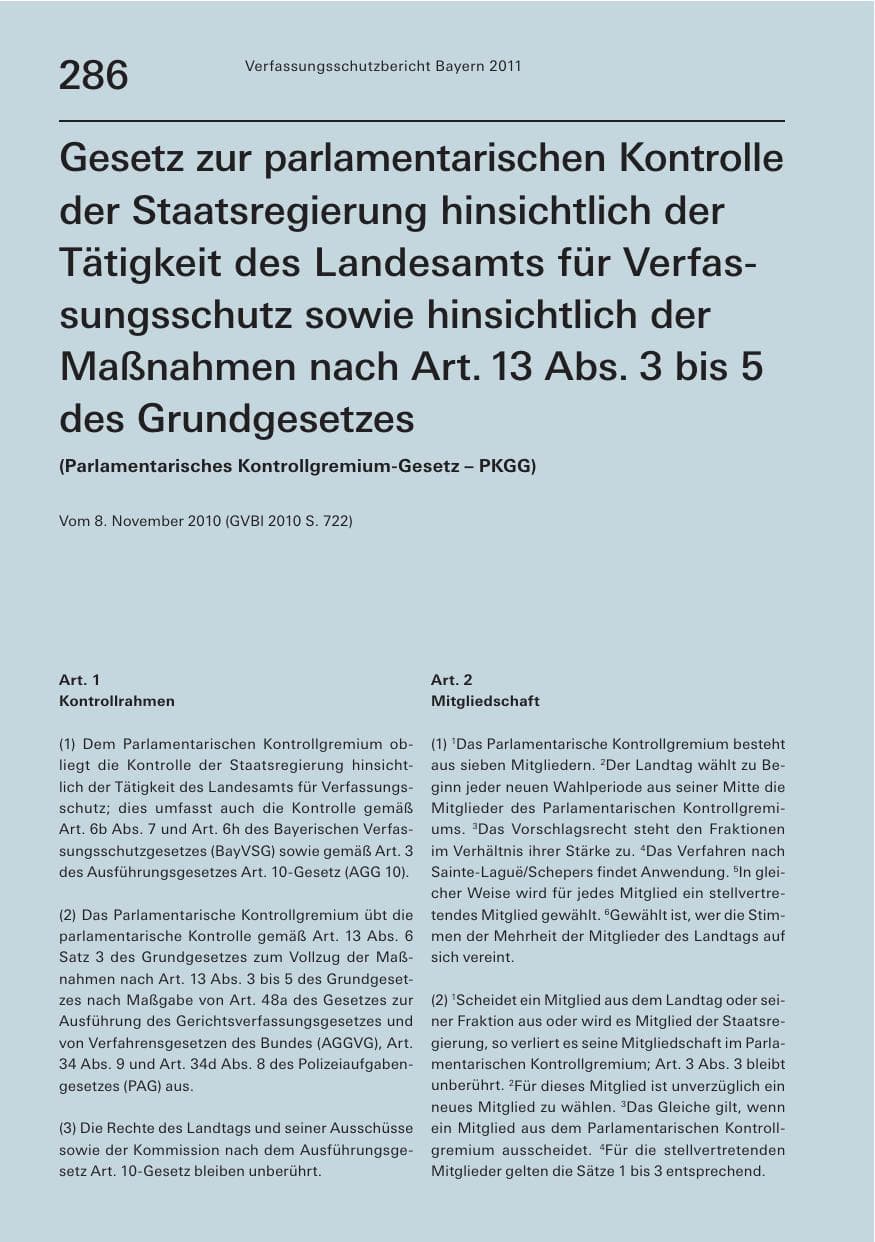 Seite 288 des Verfassungsschutzbericht 2011 Bayern