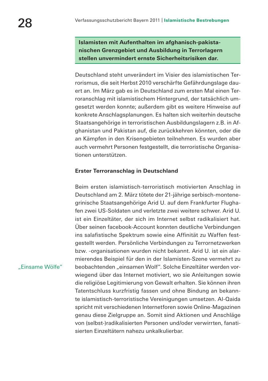 Seite 30 des Verfassungsschutzbericht 2011 Bayern