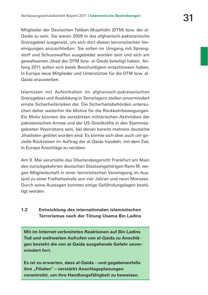 Seite 33 des Verfassungsschutzbericht 2011 Bayern