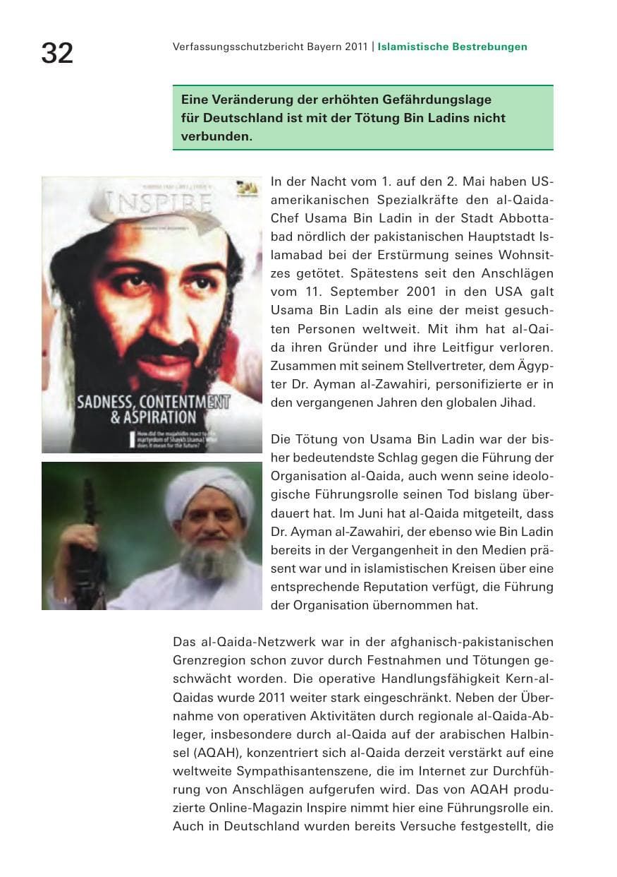 Seite 34 des Verfassungsschutzbericht 2011 Bayern