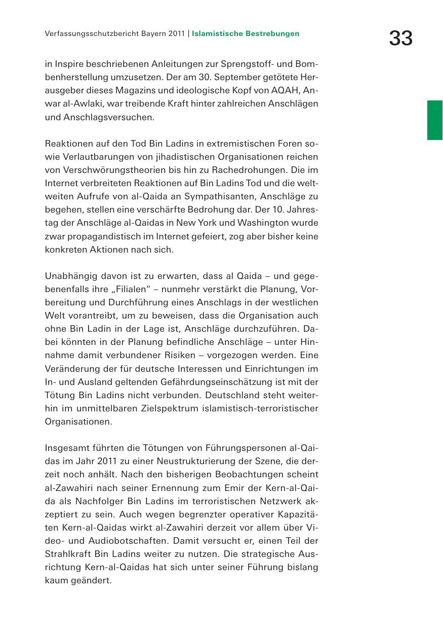 Seite 35 des Verfassungsschutzbericht 2011 Bayern