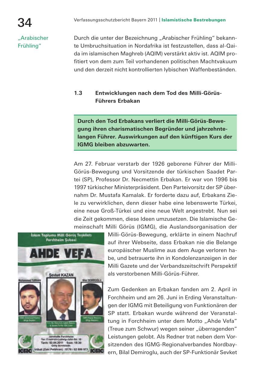 Seite 36 des Verfassungsschutzbericht 2011 Bayern