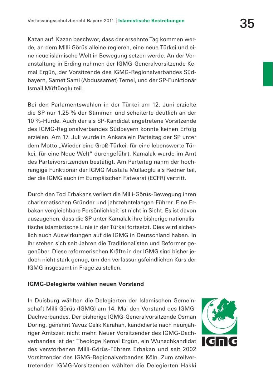 Seite 37 des Verfassungsschutzbericht 2011 Bayern