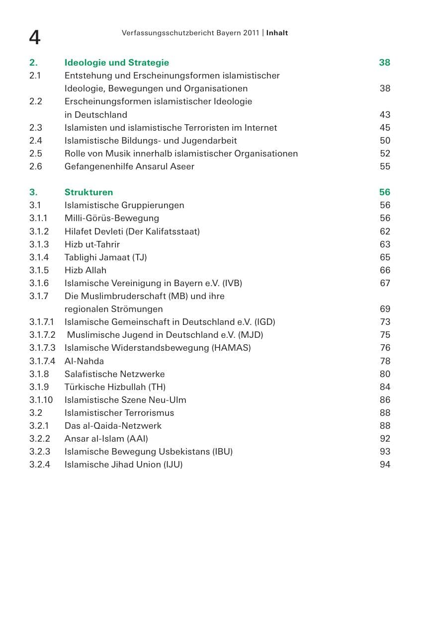 Seite 6 des Verfassungsschutzbericht 2011 Bayern