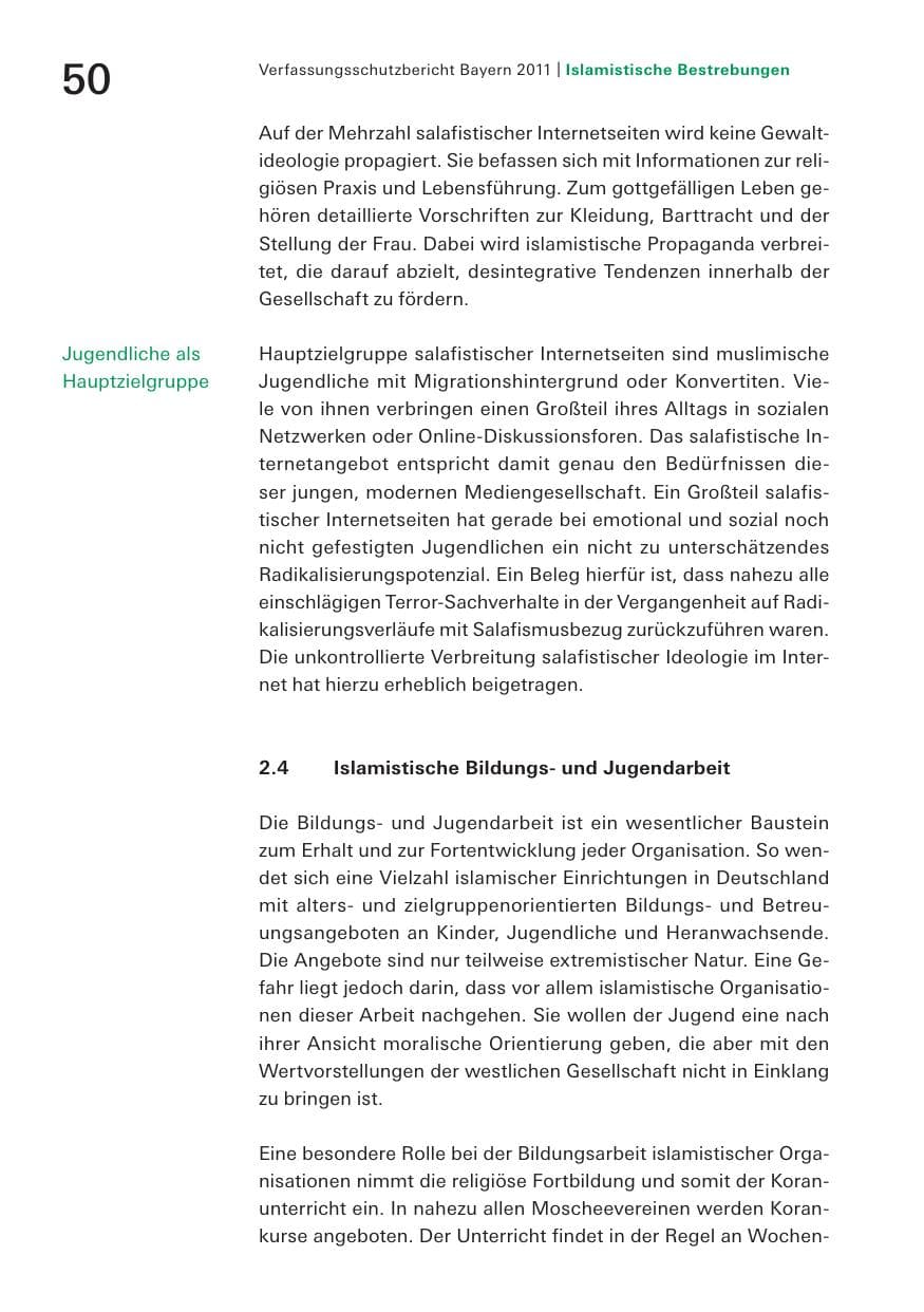 Seite 52 des Verfassungsschutzbericht 2011 Bayern
