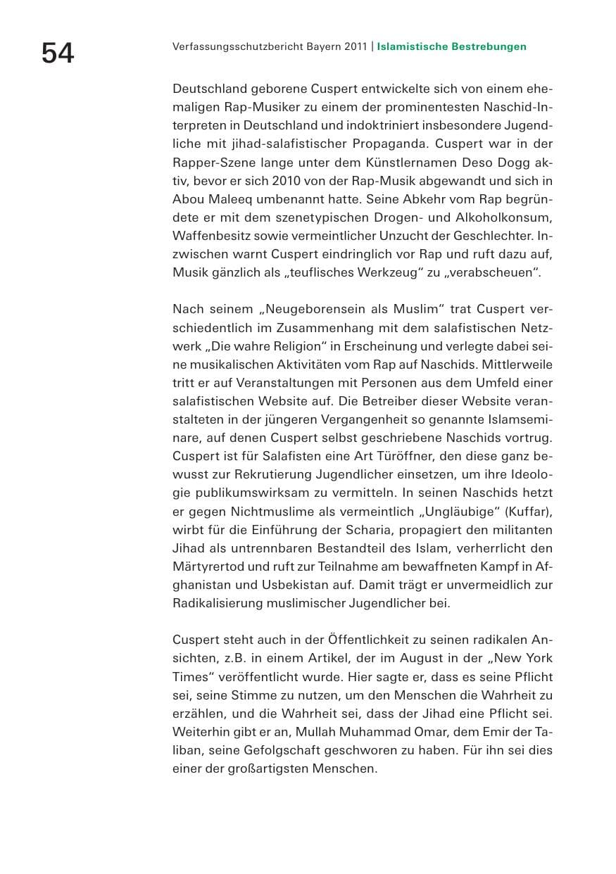 Seite 56 des Verfassungsschutzbericht 2011 Bayern