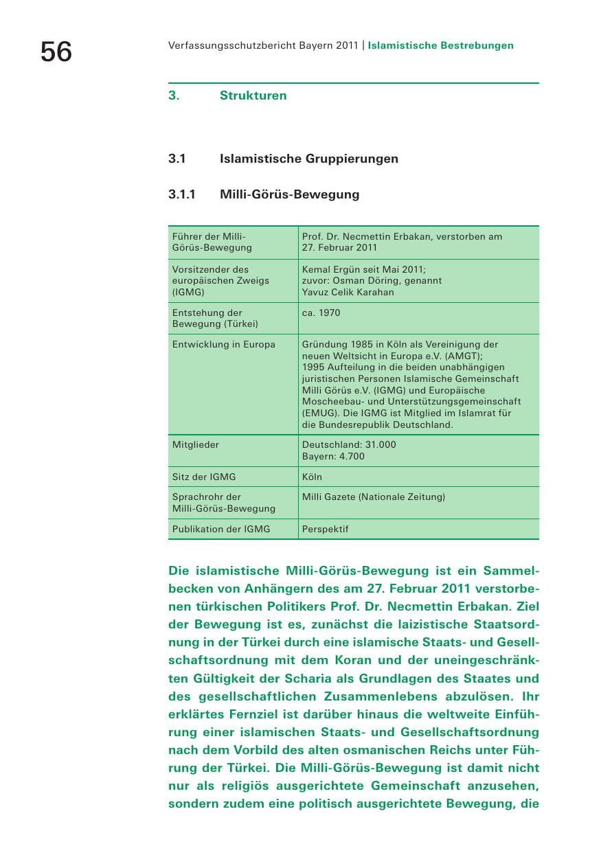 Seite 58 des Verfassungsschutzbericht 2011 Bayern