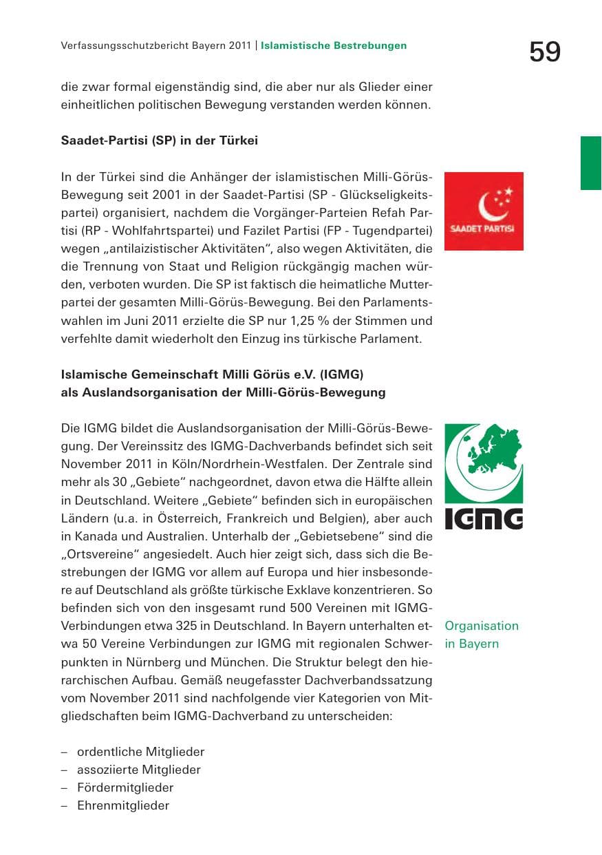 Seite 61 des Verfassungsschutzbericht 2011 Bayern
