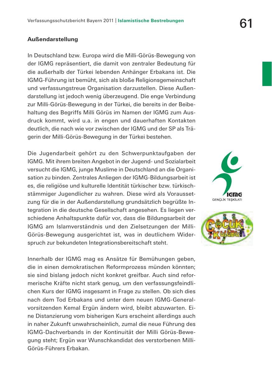 Seite 63 des Verfassungsschutzbericht 2011 Bayern
