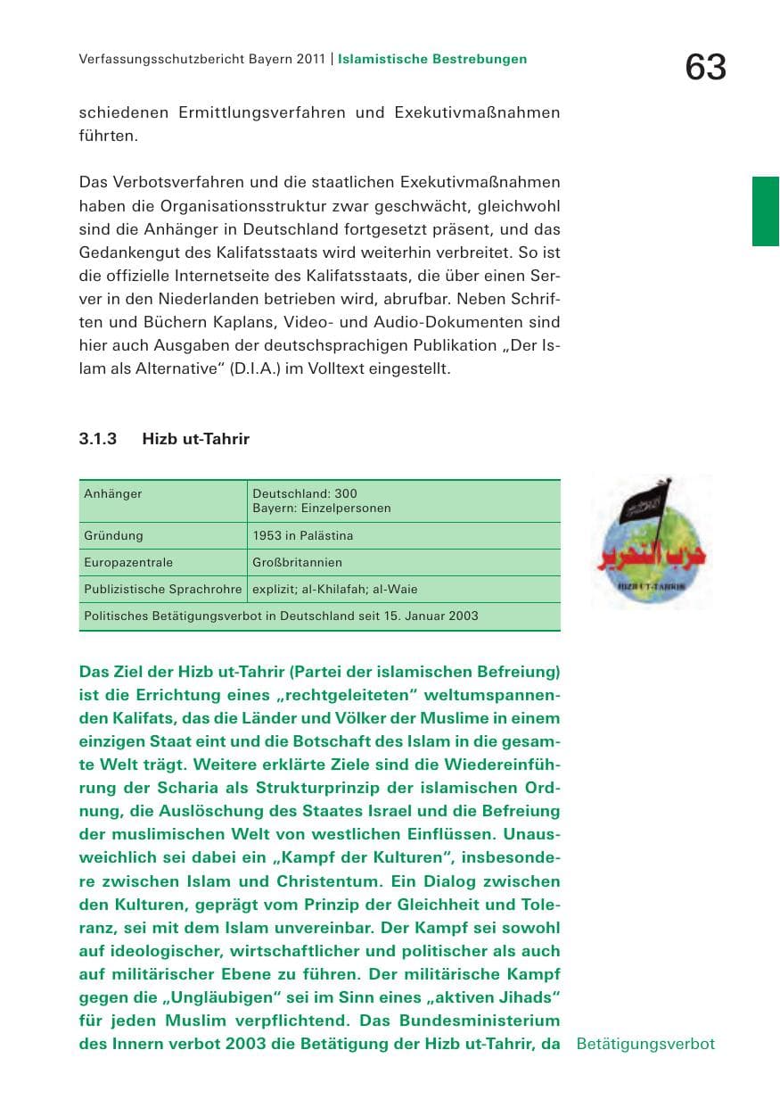 Seite 65 des Verfassungsschutzbericht 2011 Bayern