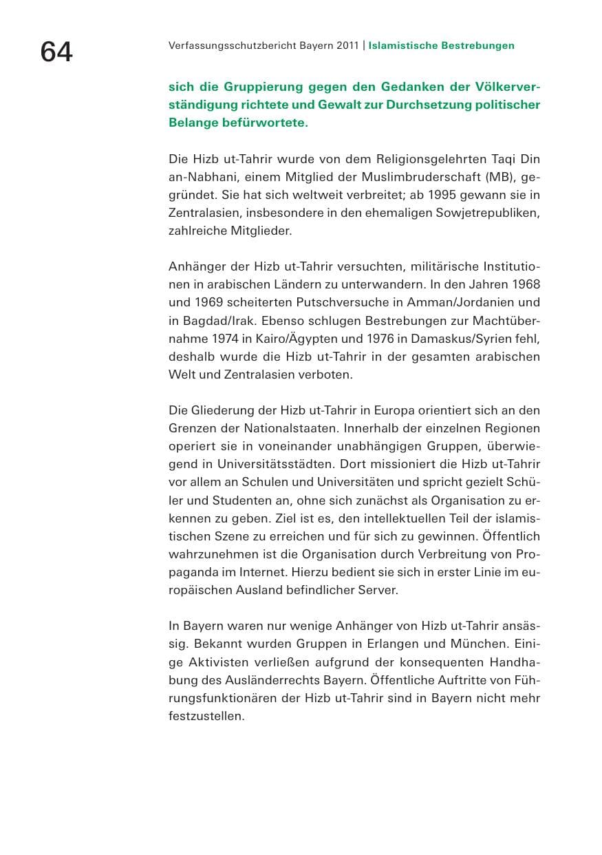 Seite 66 des Verfassungsschutzbericht 2011 Bayern