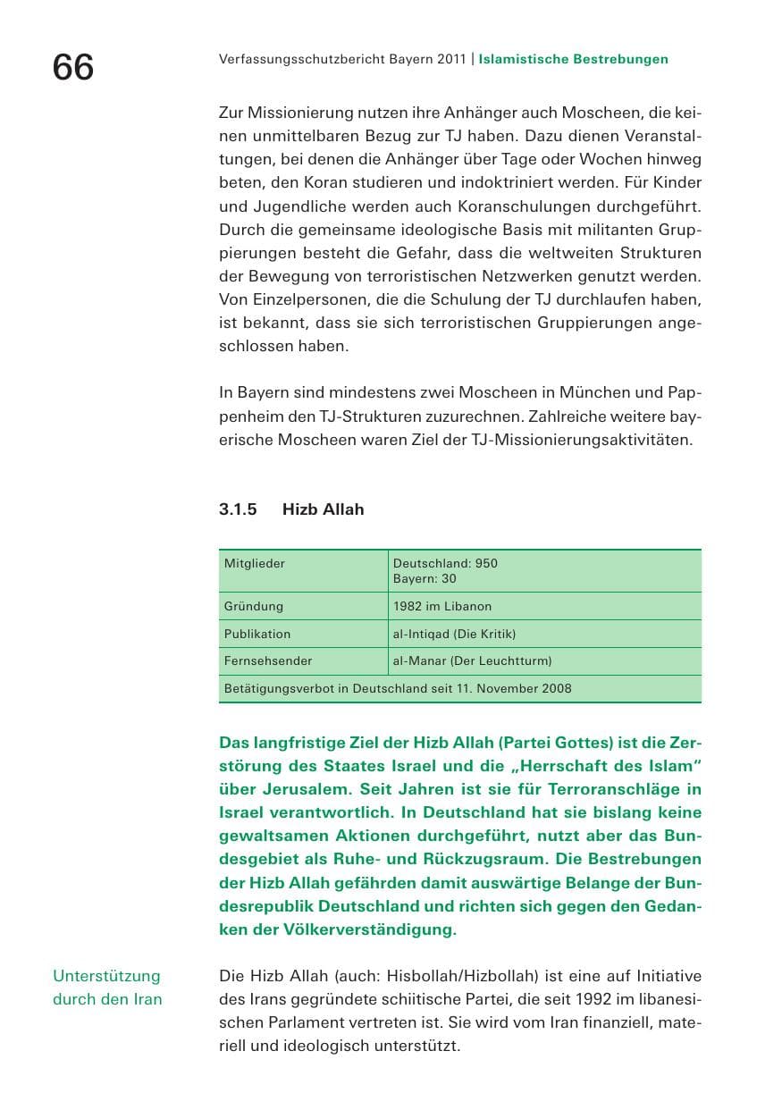 Seite 68 des Verfassungsschutzbericht 2011 Bayern
