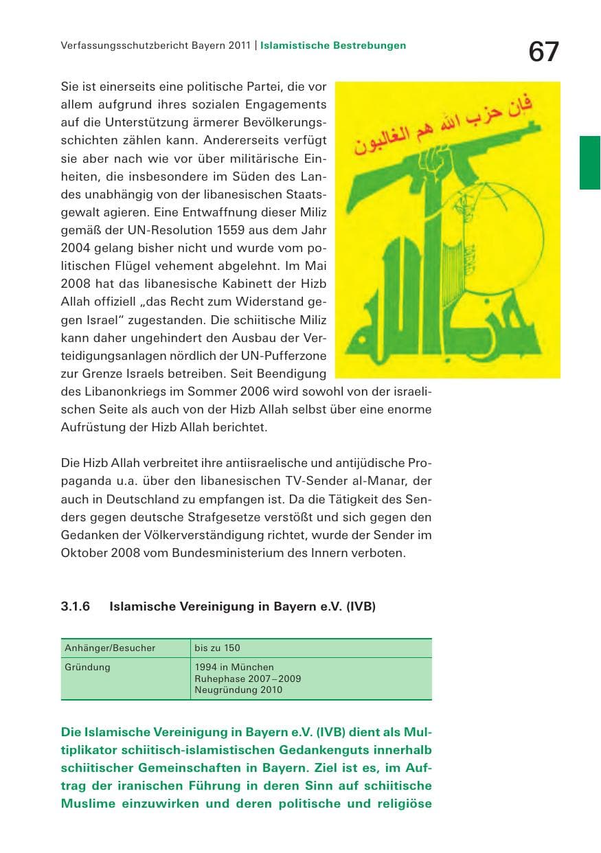 Seite 69 des Verfassungsschutzbericht 2011 Bayern