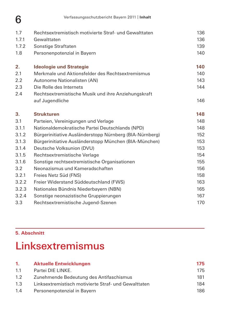 Seite 8 des Verfassungsschutzbericht 2011 Bayern