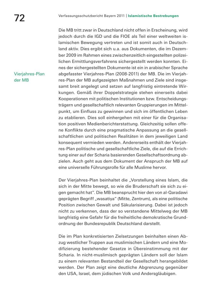 Seite 74 des Verfassungsschutzbericht 2011 Bayern