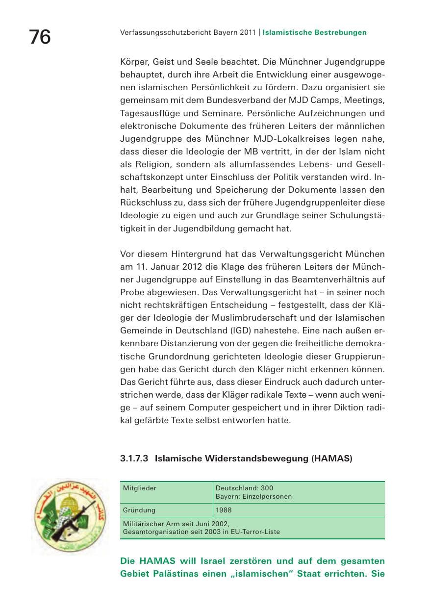 Seite 78 des Verfassungsschutzbericht 2011 Bayern
