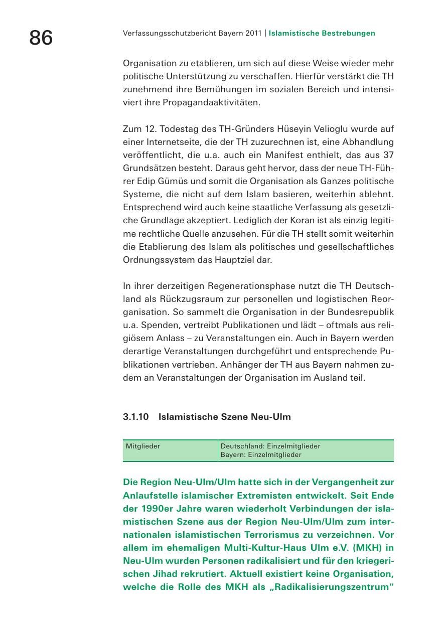 Seite 88 des Verfassungsschutzbericht 2011 Bayern