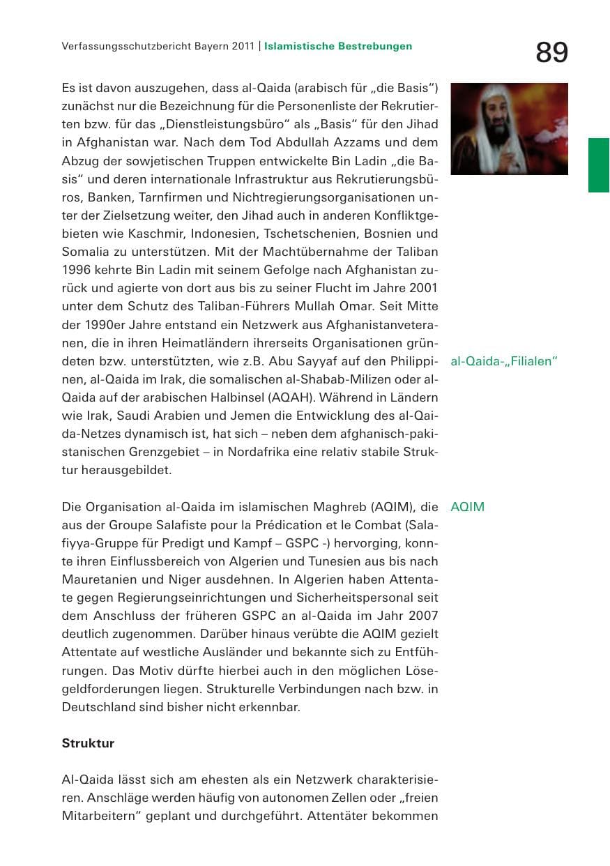 Seite 91 des Verfassungsschutzbericht 2011 Bayern