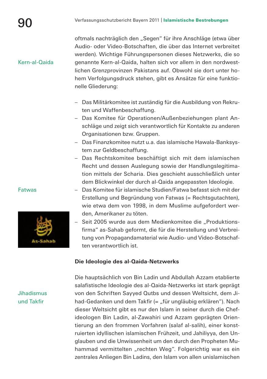 Seite 92 des Verfassungsschutzbericht 2011 Bayern