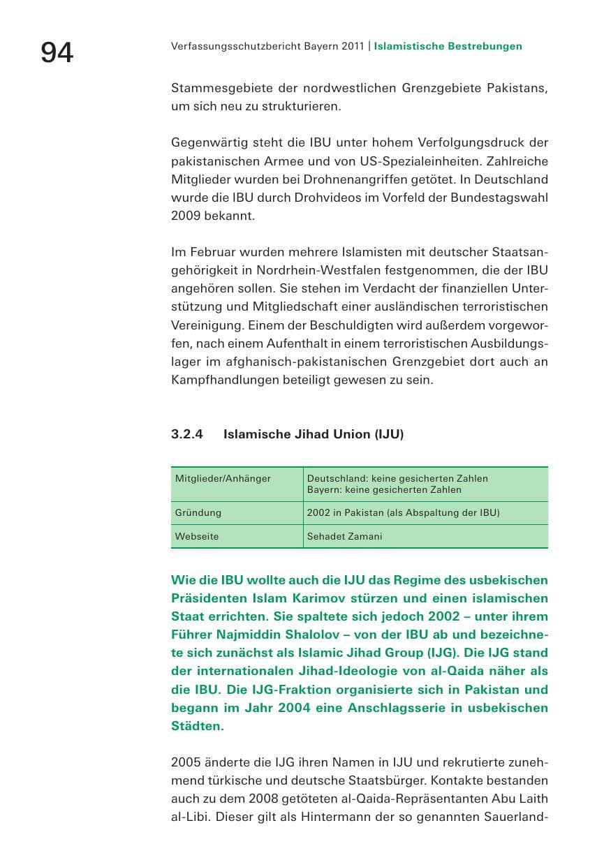 Seite 96 des Verfassungsschutzbericht 2011 Bayern