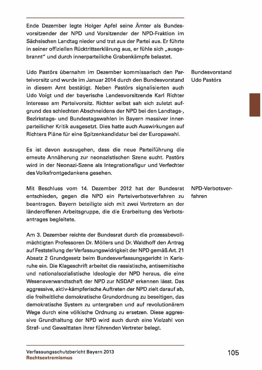 Seite 105 des Verfassungsschutzbericht 2013 Bayern