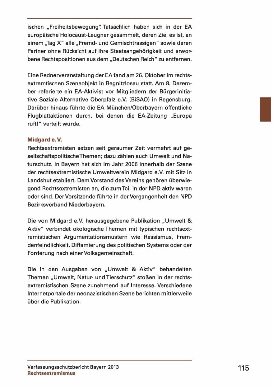 Seite 115 des Verfassungsschutzbericht 2013 Bayern