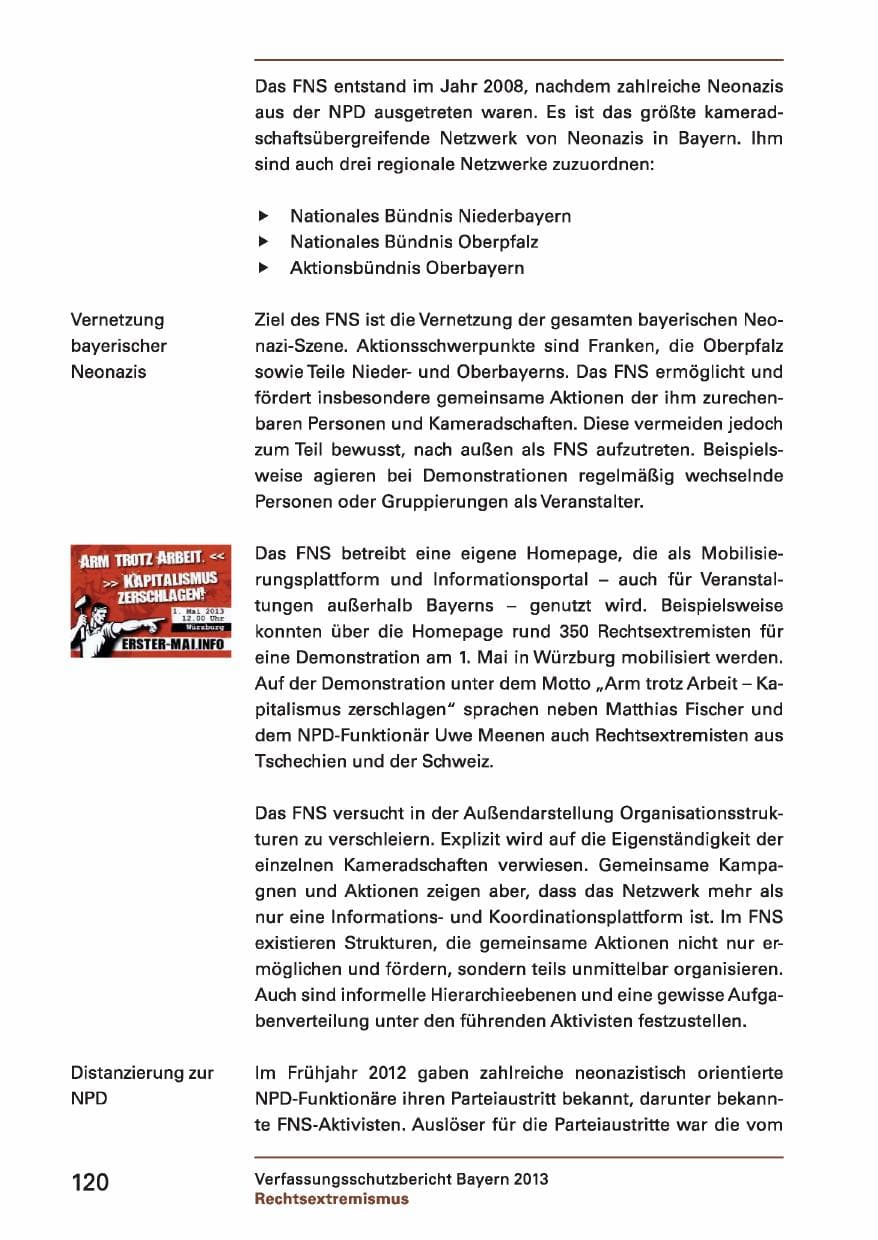 Seite 120 des Verfassungsschutzbericht 2013 Bayern