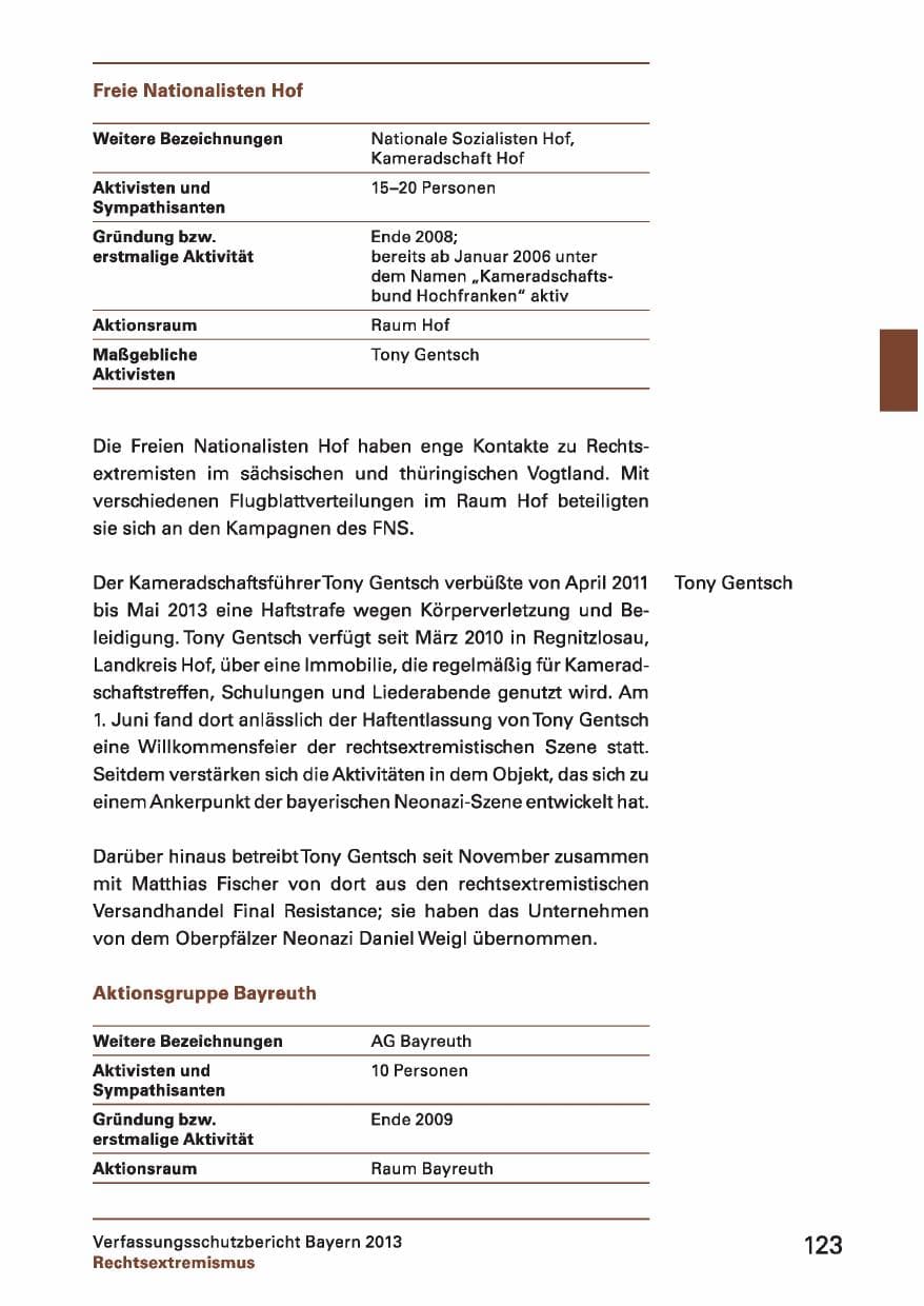 Seite 123 des Verfassungsschutzbericht 2013 Bayern