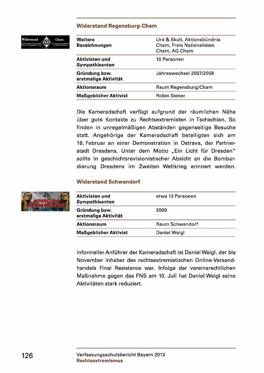Seite 126 des Verfassungsschutzbericht 2013 Bayern