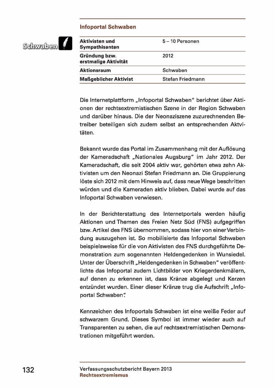 Seite 132 des Verfassungsschutzbericht 2013 Bayern
