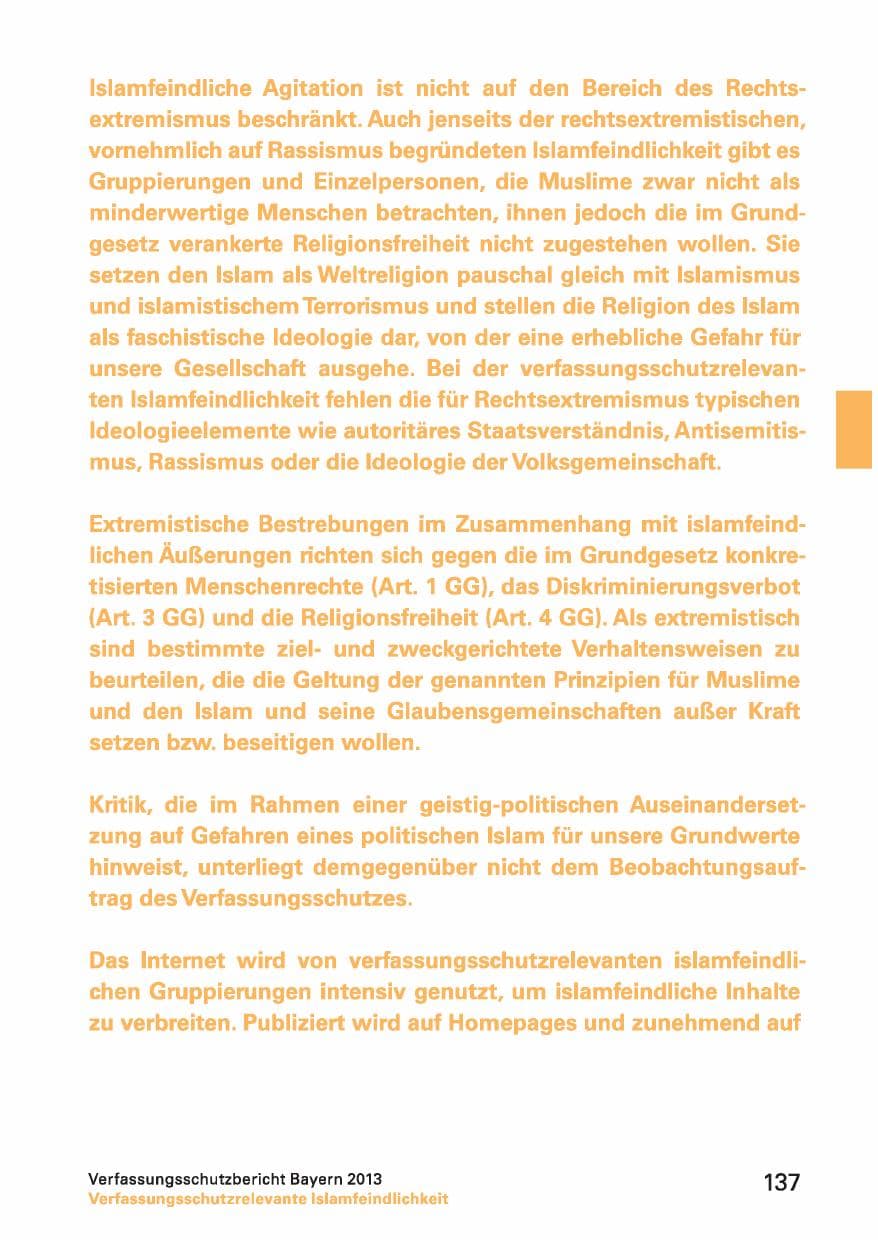 Seite 137 des Verfassungsschutzbericht 2013 Bayern