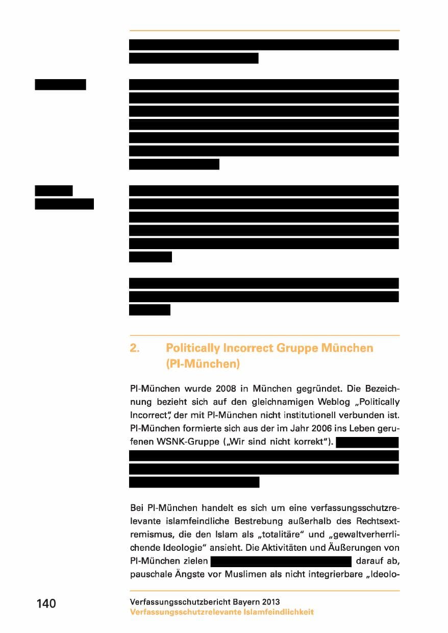 Seite 140 des Verfassungsschutzbericht 2013 Bayern