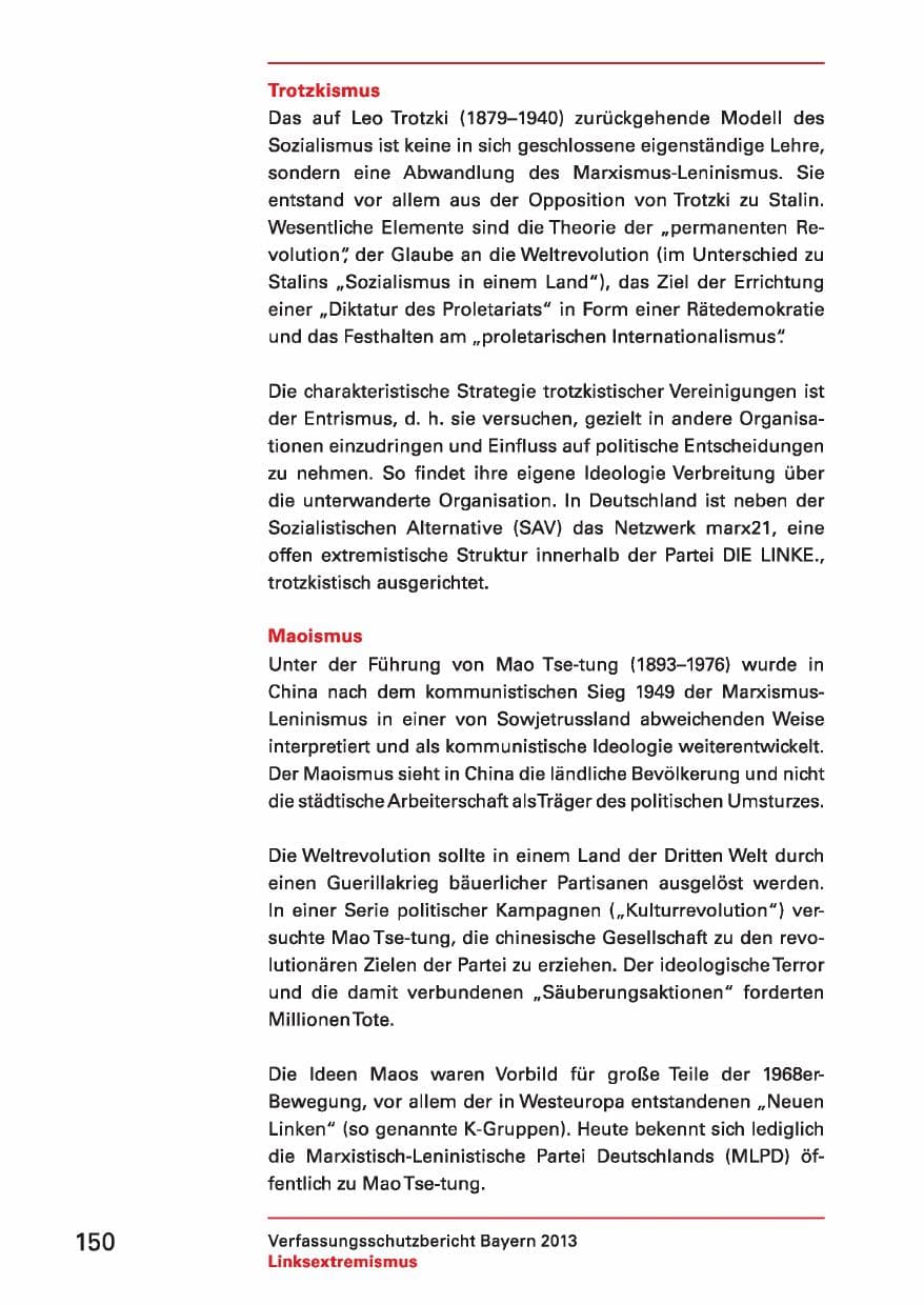 Seite 150 des Verfassungsschutzbericht 2013 Bayern