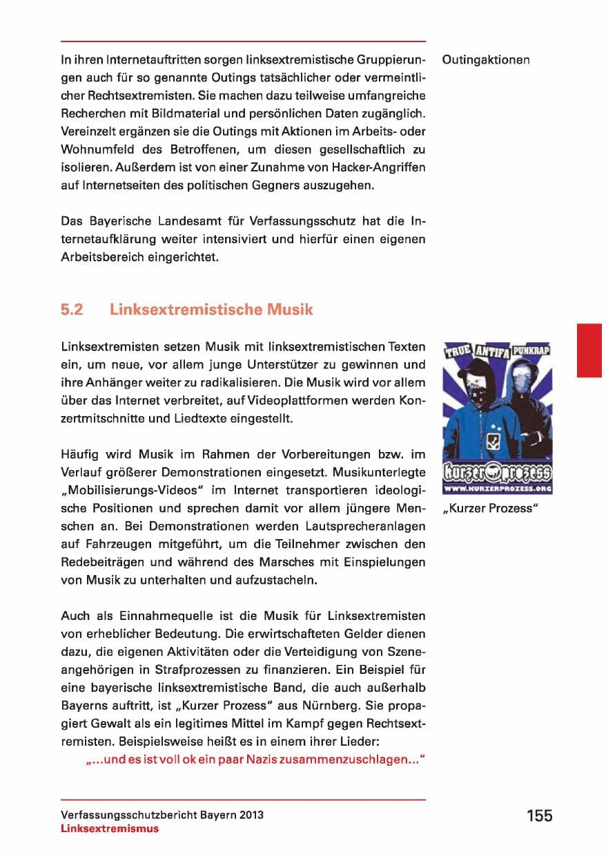 Seite 155 des Verfassungsschutzbericht 2013 Bayern