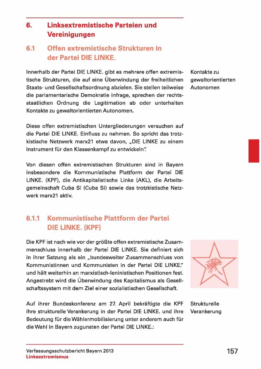 Seite 157 des Verfassungsschutzbericht 2013 Bayern