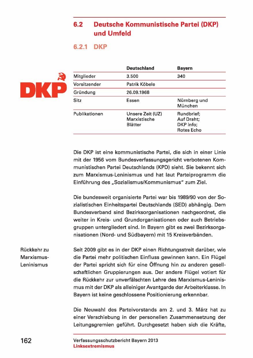 Seite 162 des Verfassungsschutzbericht 2013 Bayern