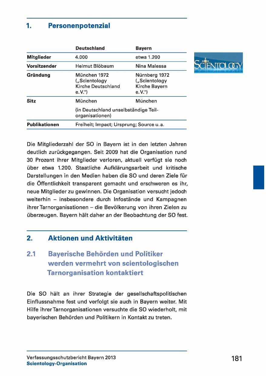 Seite 181 des Verfassungsschutzbericht 2013 Bayern
