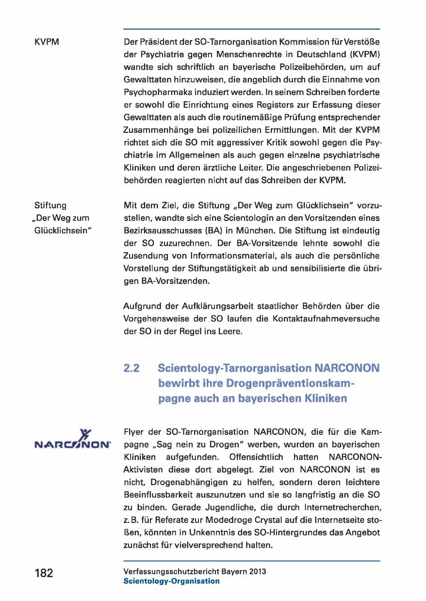 Seite 182 des Verfassungsschutzbericht 2013 Bayern