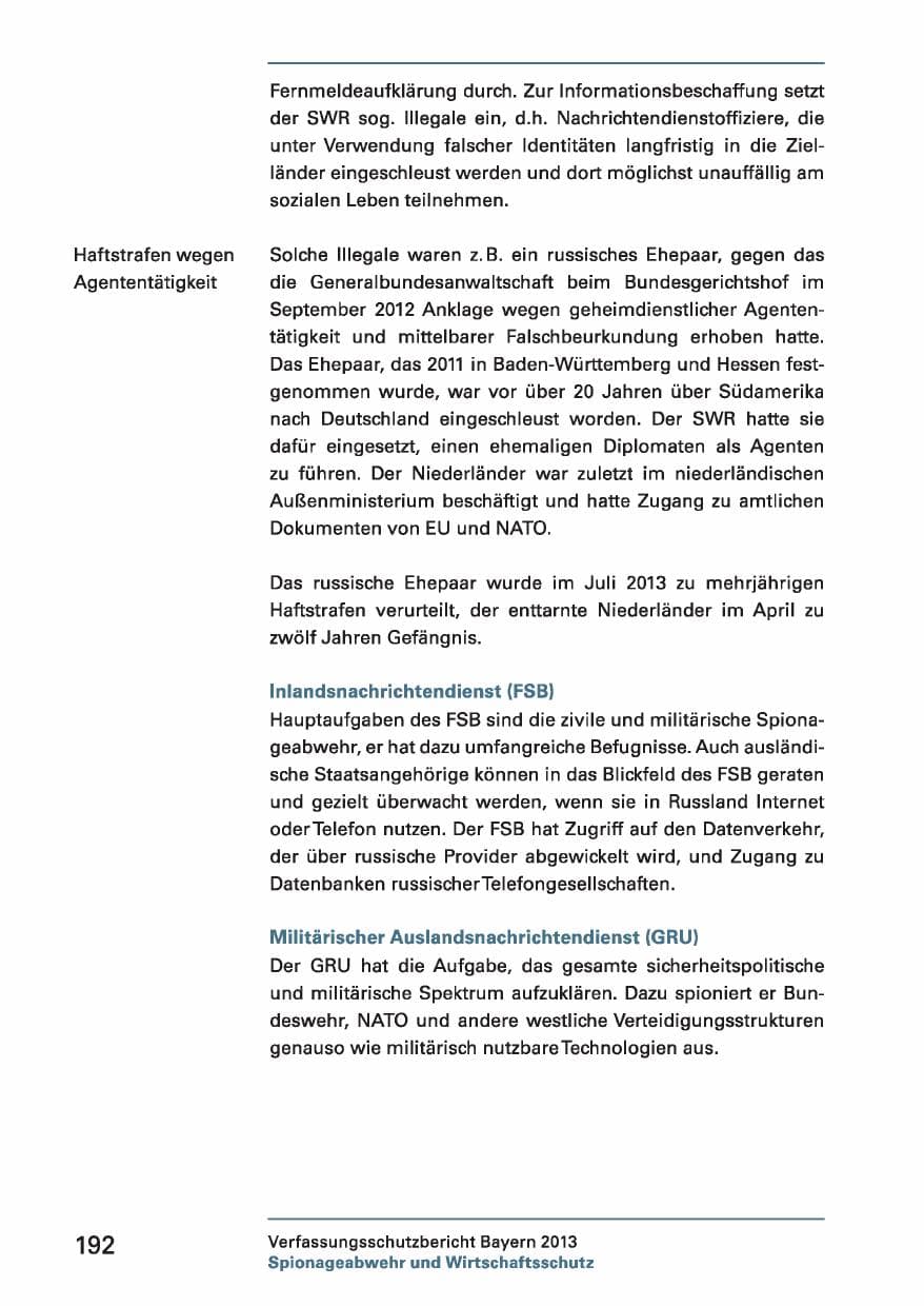 Seite 192 des Verfassungsschutzbericht 2013 Bayern