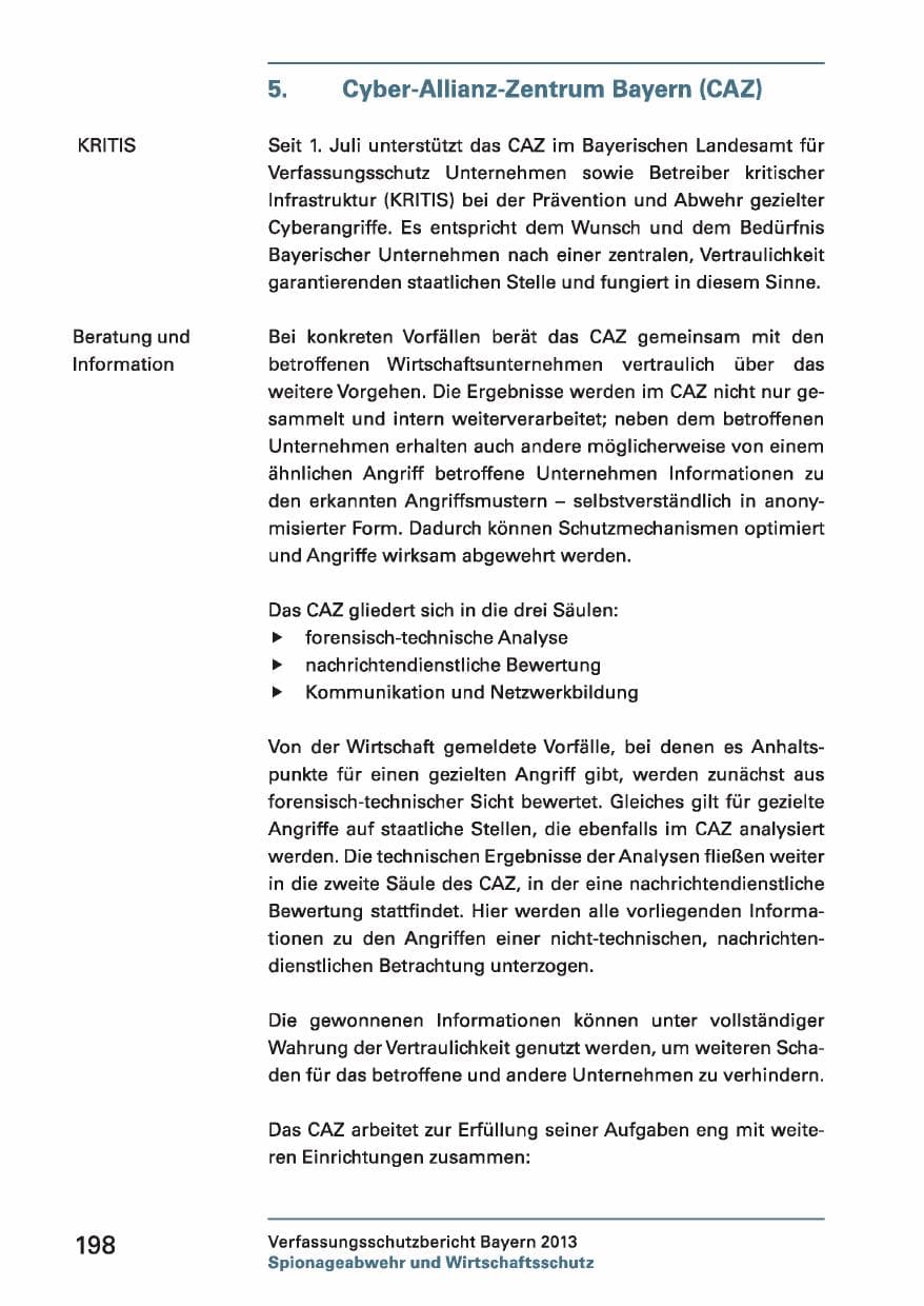 Seite 198 des Verfassungsschutzbericht 2013 Bayern