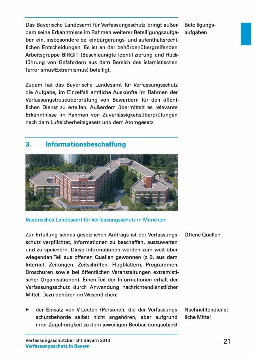 Seite 21 des Verfassungsschutzbericht 2013 Bayern